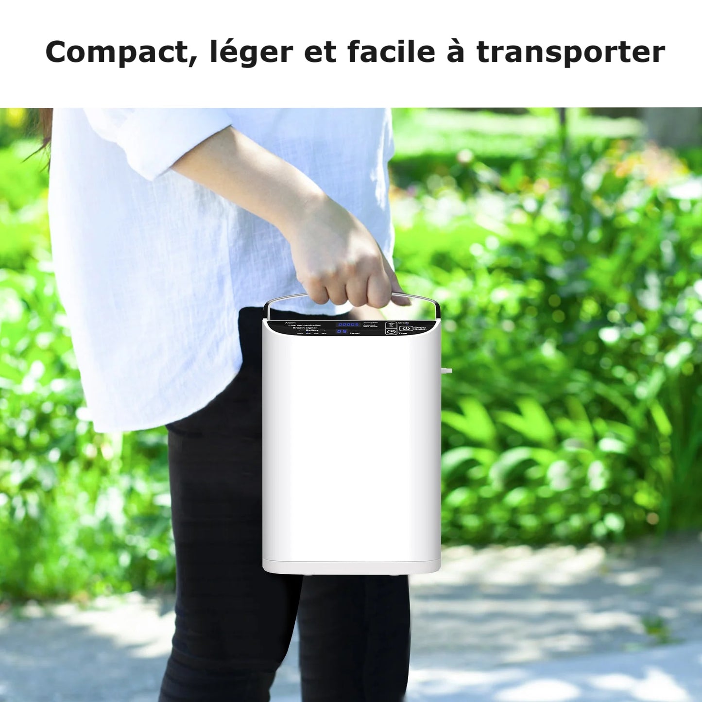 Concentrateur d'Oxygène Portable à Débit Pulsé Réglable jusqu'à 5L/min avec Batterie Intégrée et Sac de Transport