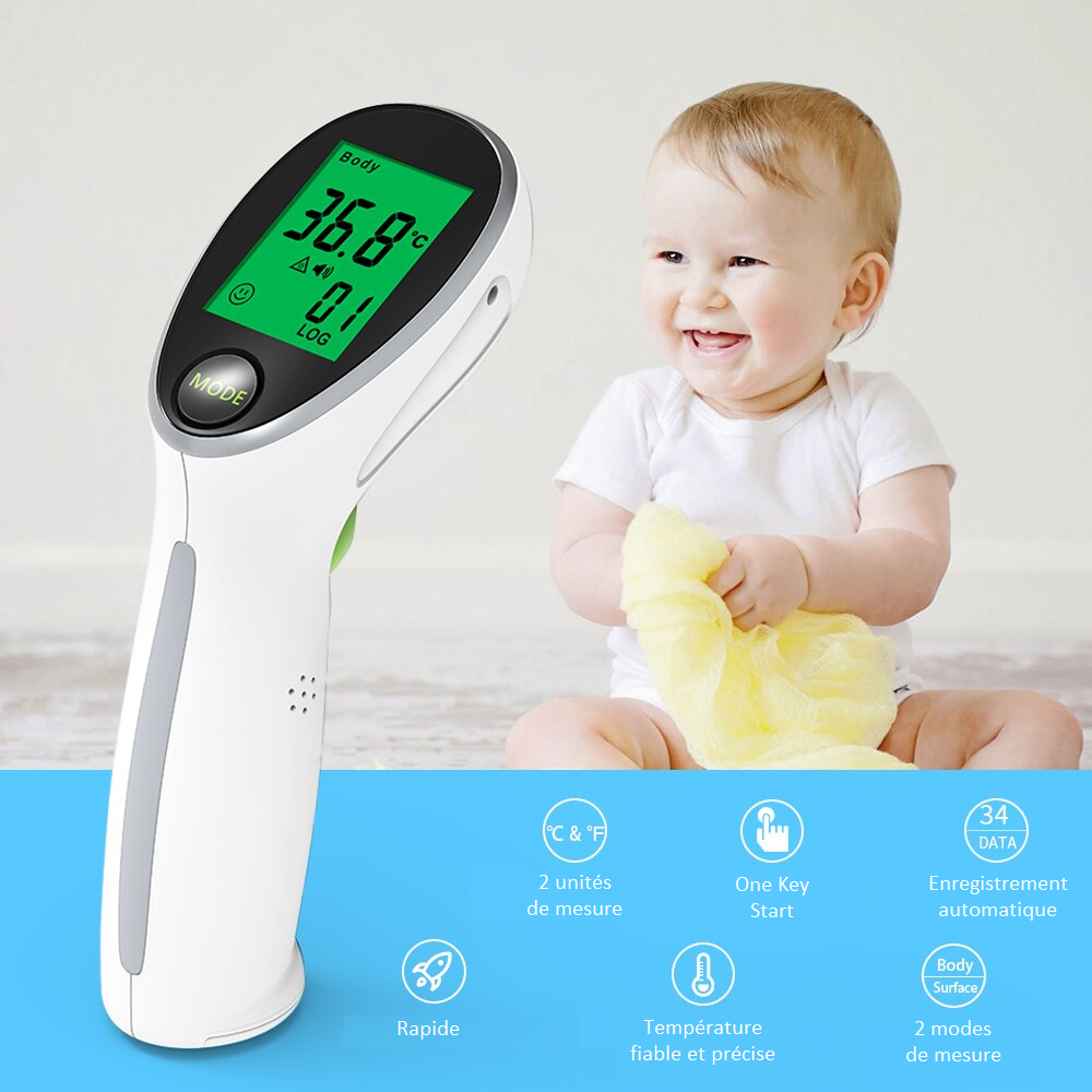 0€01 sur Thermomètre frontal sans contact infrarouge pour enfants bébé  fièvre adulte grippe - Thermomètre - Achat & prix